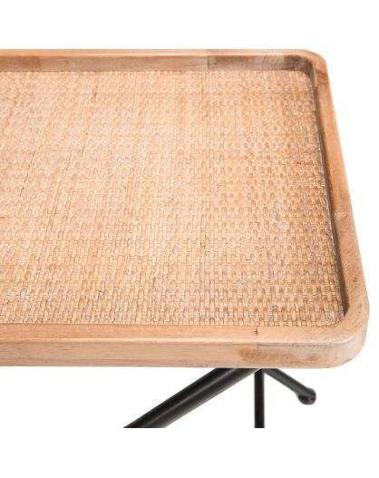 Table d'appoint rectangulaire cannage marron - 60x40x62 cm